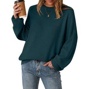 Women's Fashion Casual Green Sweaters Tops Style Wool Outfits Blend Crewneck